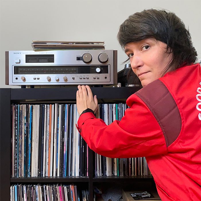 Leslie Hampton with records
