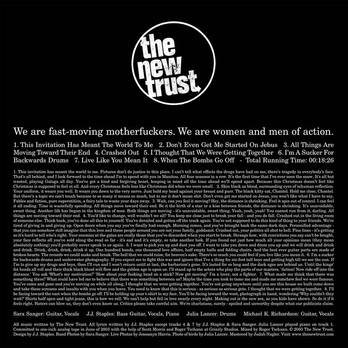 The New Trust- We are fast-moving motherfuckers. We are women and men of action. cover